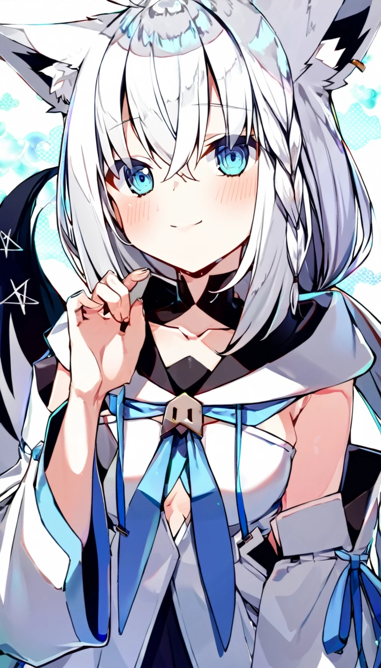 one girl, Shirakami Fubiki, fox ears, white hair