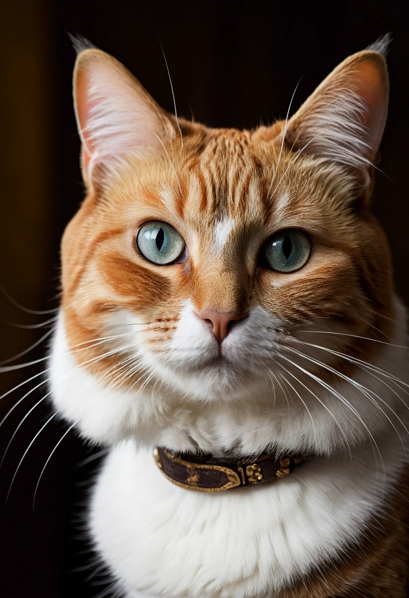 Capture a chic and fat pheasant cat、Produces ultra-high-definition images, Classic Cat Pose. Use of advanced macro photography techniques、Emphasizes the intricate details of the cat's coat, mustaches, And expressive eyes. Place the camera at the cat's eye level, Create an intimate connection between the viewer and the cat subject. Implement a wide aperture for a shallow depth of field, Makes the cat stand out clearly against a gently blurred background. Improve lighting to emphasize the texture and contours of the cat's body, Use of Software, Remove hard shadows with diffused lighting、Software Creation, cosy atmosphere. Catch a cat in a relaxed and balanced posture, Show its flexibility and elegance. Experiments to capture the moment of movement of nature, Stretching, Grooming, etc., To convey a sense of authenticity. Implement post-processing techniques to improve image clarity, Contrasty, and color balance, Ensure every aspect, From the intricate patterns of cats to their intense gazes, Rendered in stunning detail. It is the last, convey the gentle beauty and innate grace of cats,,, Capture fleeting moments celebrating the unique essence of a cat's curiosity and calmness.