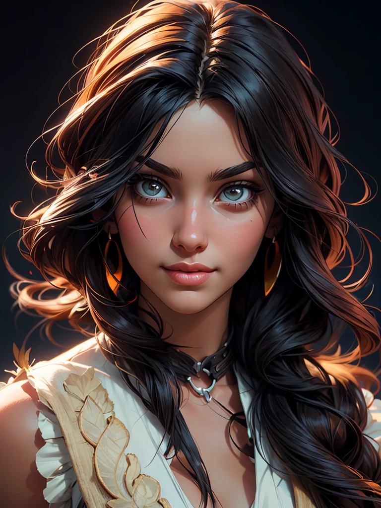 mdjrny-v4 style portrait photograph of Madison Beer as Pocahontas, young beautiful native american teen girl, perfect symmetrical face, indigenes feather jewelry, traditional handmade dress, armed female hunter warrior, (((wild west))) environment, Utah landscape, ultra realistic, concept art, elegant, ((intricate)), ((highly detailed)), depth of field, ((professionally color graded)), soft ambient lighting, dusk, 8k, art by artgerm and greg rutkowski and alphonse mucha sultry look , seductive smile, inviting pose,
sultry look, seductive,