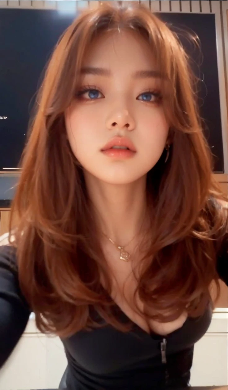 jennie the blackpink, posing as a model, very dark blue eye color