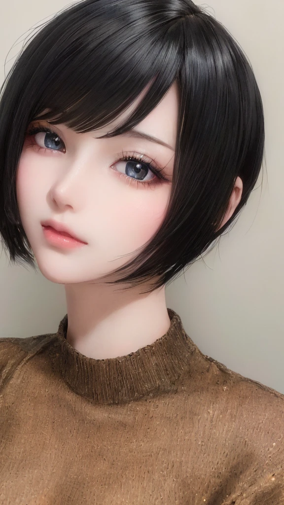 (masterpiece:1.3), (8k, photorealistic, RAW photo, best quality: 1.4), (1girl), beautiful face, (realistic face), (black hair, short hair:1.3), beautiful hairstyle, realistic eyes, beautiful detailed eyes, (realistic skin), beautiful skin, (sweater), absurdres, attractive, ultra high res, ultra realistic, highly detailed, golden ratio