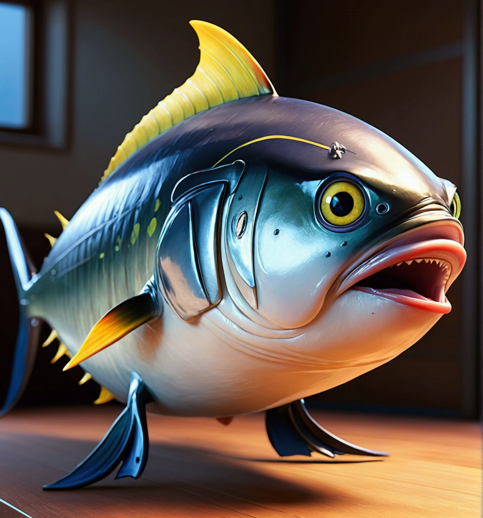 Huge tuna, pixar cartoon style,masterpiece, best quality