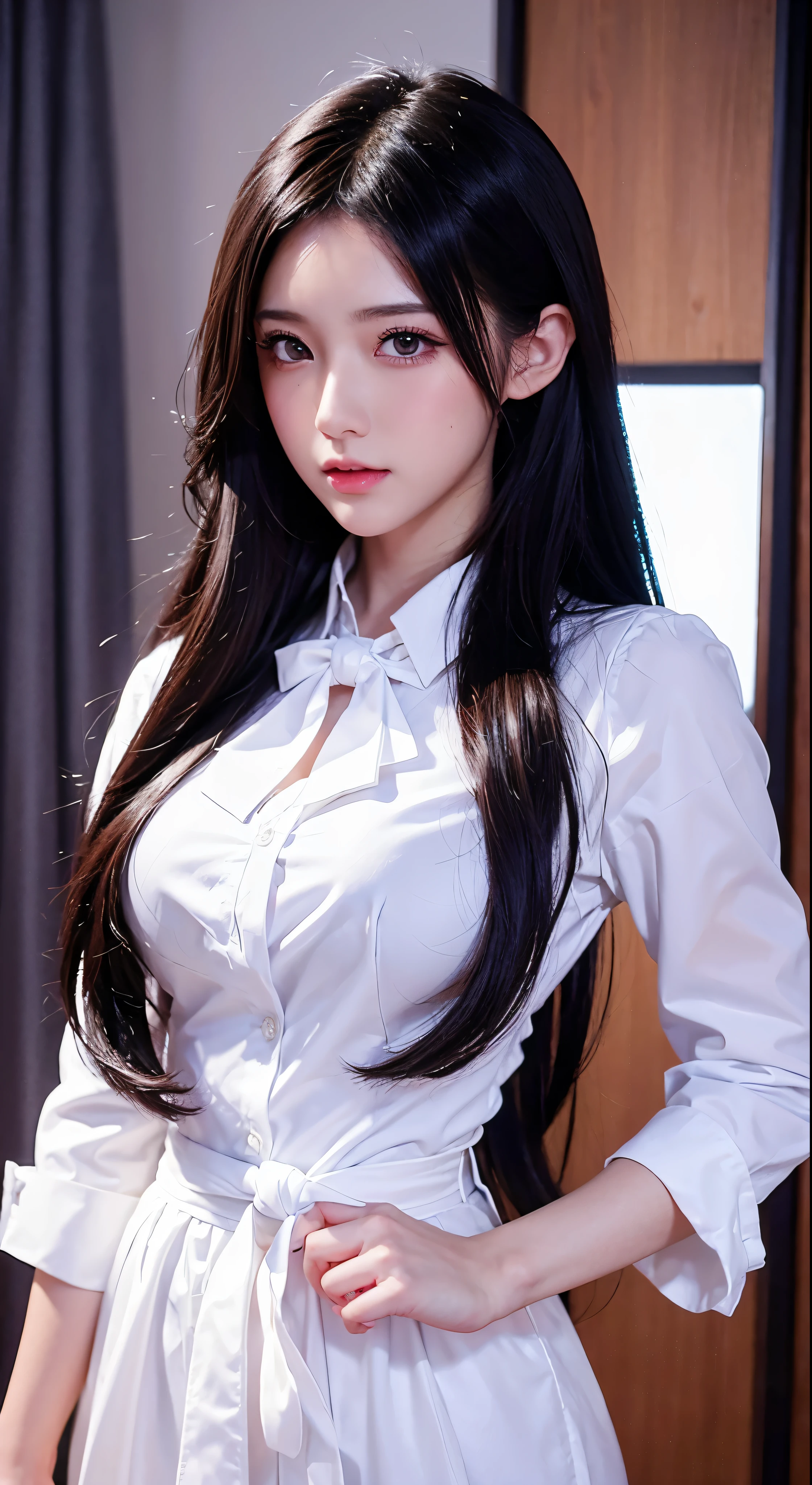 Anime girl in a white shirt and black tie posing for a photo、Yang J、Very detailed artgerm、Tohsaka Rin、artgerm jsc、guweiz style artwork、Beautiful digital artwork、artgerm。High Detail、Rangemurata and Artgerm、Style artgerm、ig model|ArtJam