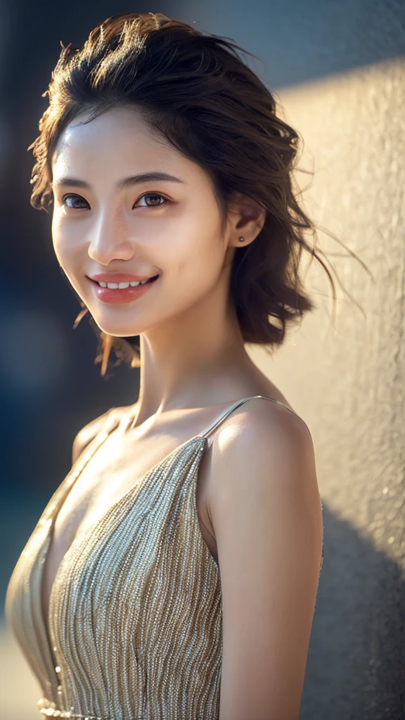 ,Thin body,Smiling,Small breasts nipple,(best quality, masterpiece, 16K, ultra detailed, beautiful skin, professional lighting) A girl:18 yo, full body, naked, NUDE, just,{No Bra Shirtless:1.5},{Small breasts Nipple}