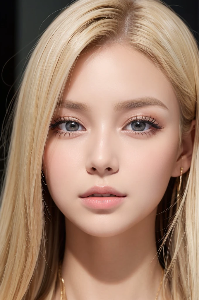 Blonde beauty with a straight nose, a beautiful face, big eyes, and double eyelids