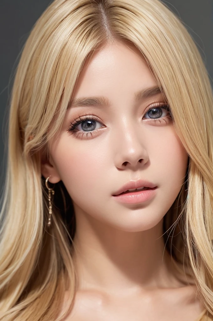 Blonde beauty with a straight nose, a beautiful face, big eyes, and double eyelids