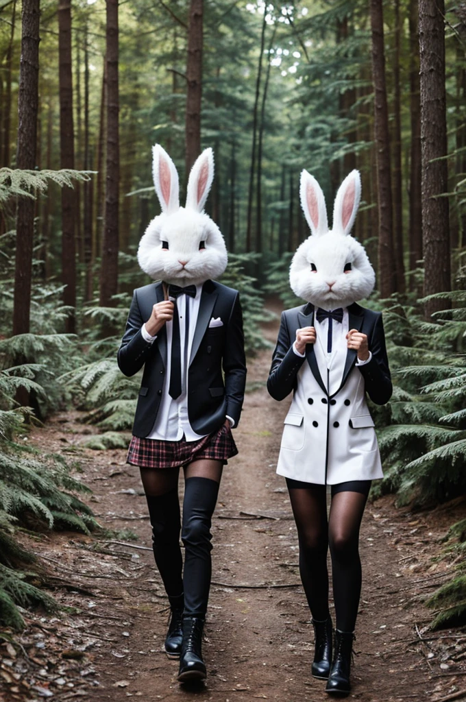 Believe me well dressed rock star bunnies in the forest