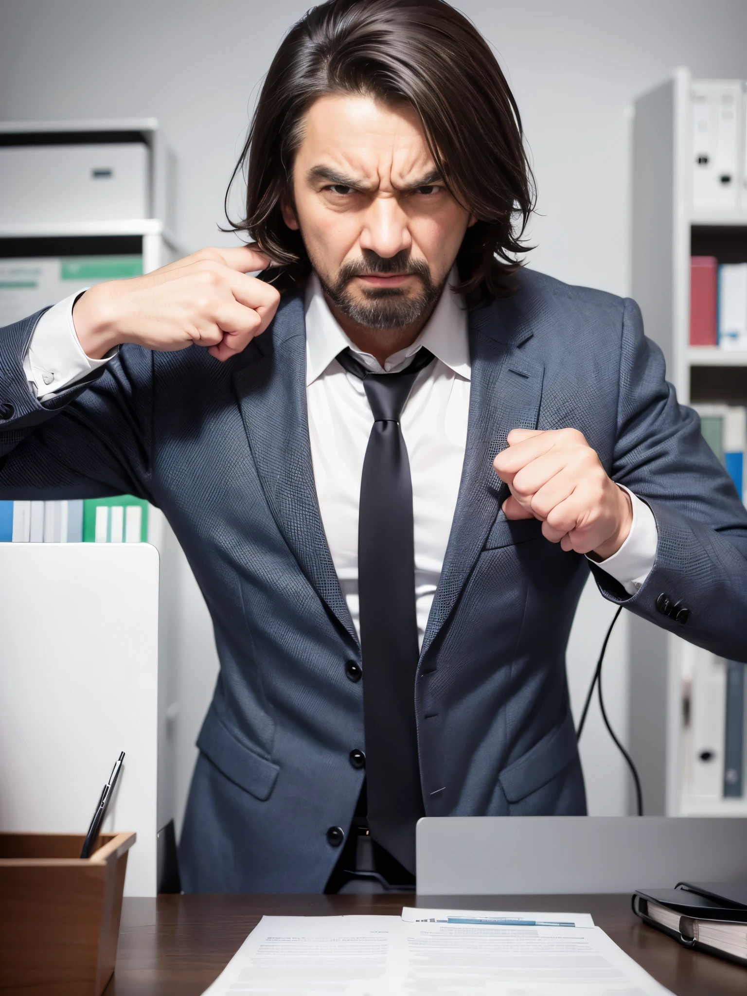 Angry man in office work