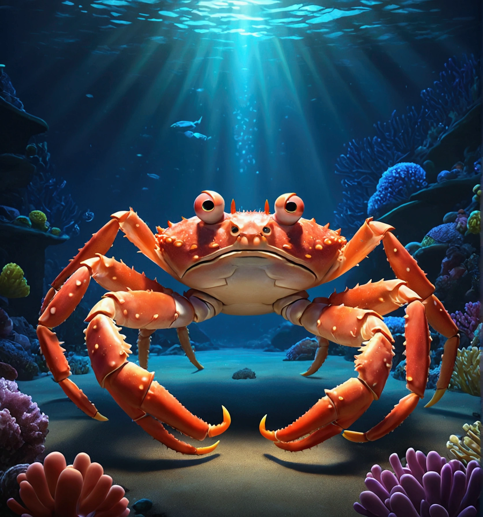 A king crab, pixar cartoon style,masterpiece, best quality