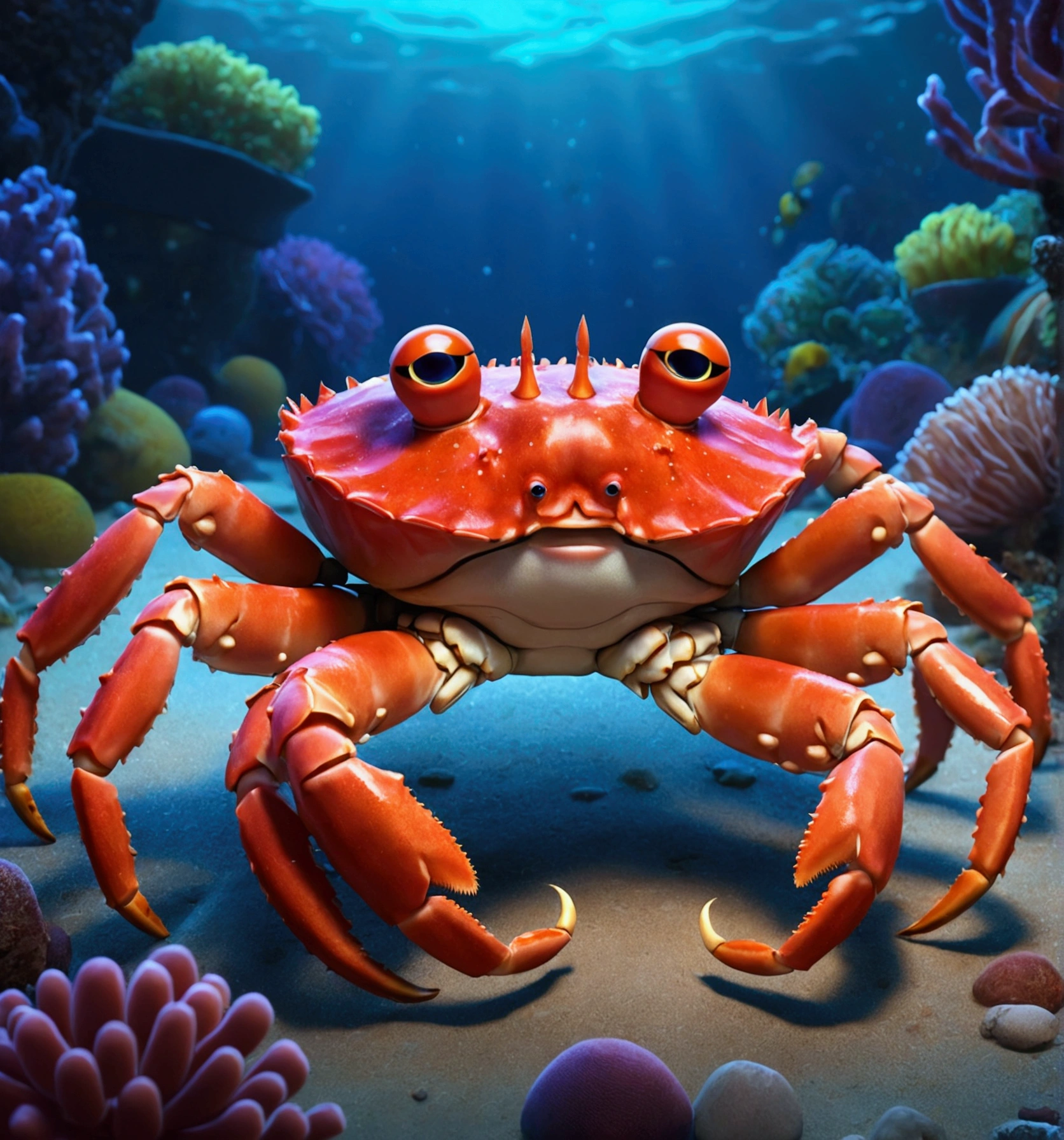 A king crab, pixar cartoon style,masterpiece, best quality