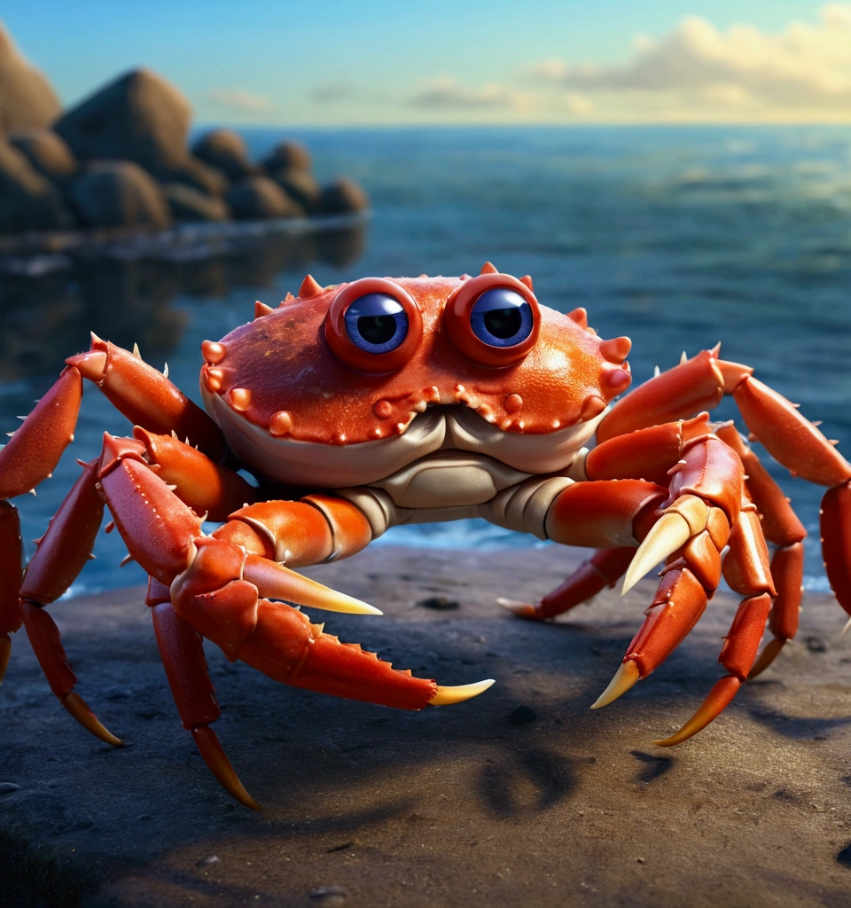 A king crab, pixar cartoon style，masterpiece, best quality