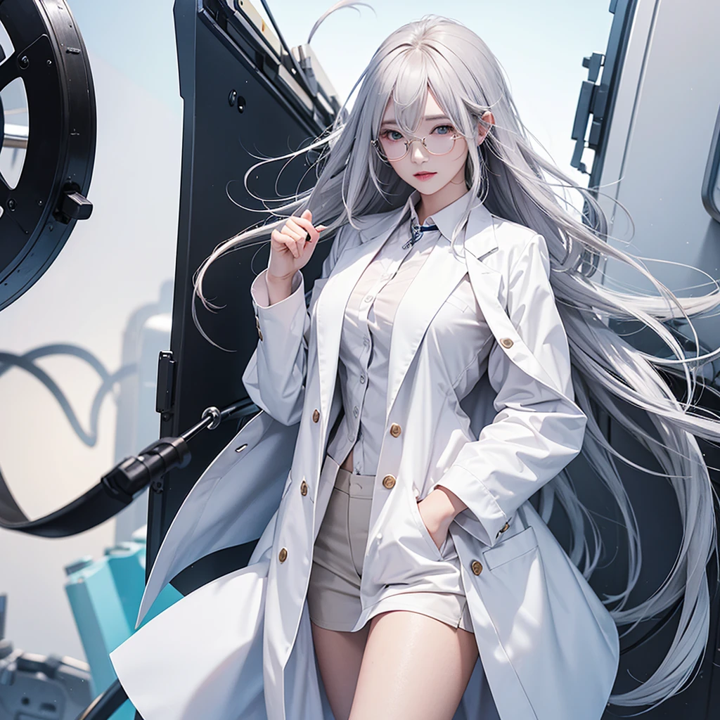 Imagine a MBTI logician、Create a single woman in a white coat who works hard.。