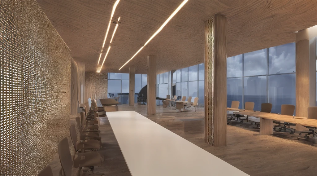 there are many chairs and tables in a room with a long table, low angle dimetric rendering, high detail render, pre-rendered, cg rendering, 3 d rendering, 3d rendering, rendered in enscape, rendered in unreal engine 3d, 3 d renders, semi - realistic render, final render, rendered in 3 dsmax, render in vray