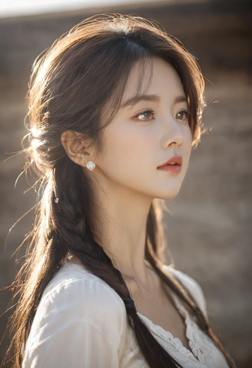 Western Cowgirl,Sunlight,Close your eyes,Head up,Tilt your face,(Close your eyes微笑),Side profile,Backlight