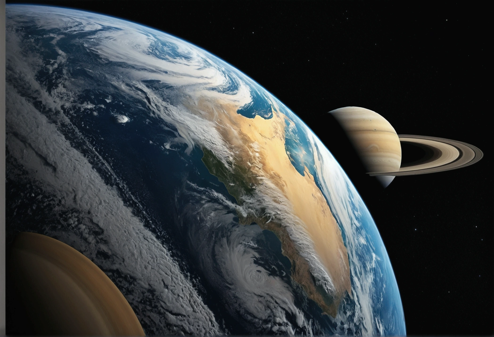 Main part、upscale、Excellent image quality、8K picture quality、Beautiful starry sky pictures、Gorgeous、arched galaxy:1.25、Alafed's view of Earth from Saturn:1.9