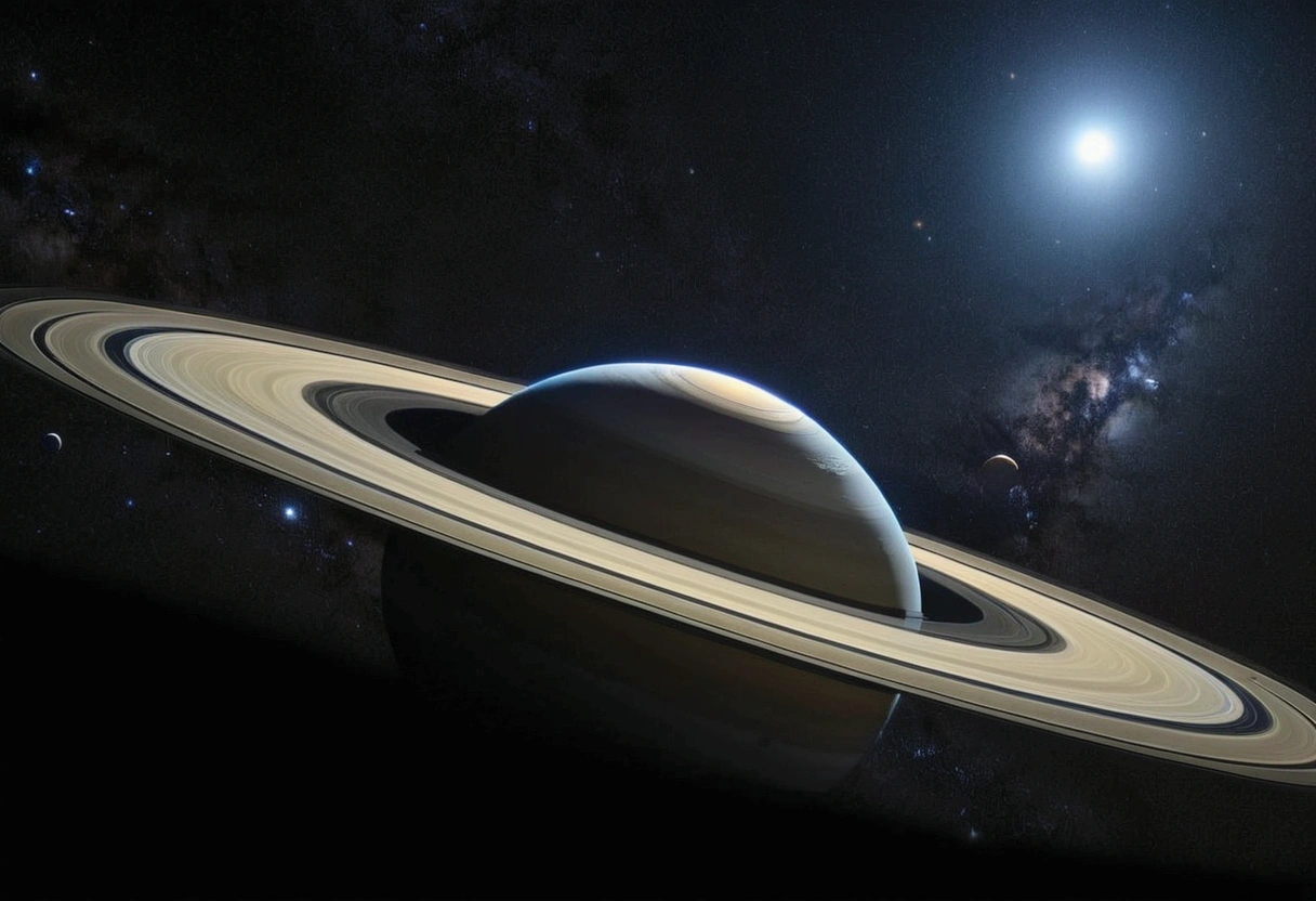 Main part、upscale、Excellent image quality、8K picture quality、Beautiful starry sky pictures、Gorgeous、arched galaxy:1.25、Alafed&#39;s view of Earth from Saturn:1.9