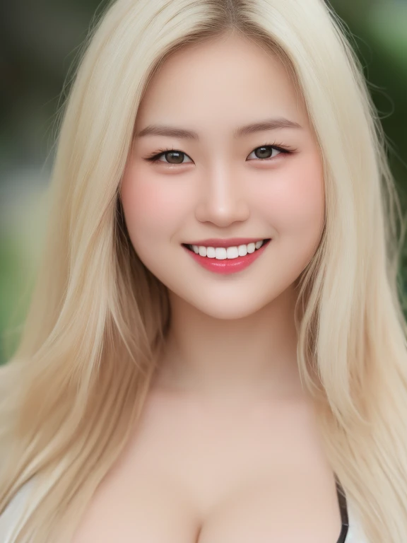 ((best quality)), realistic, Optical Realism, realistic, high resolution, beautiful, Young face,20 years old,chubby girl, very milky white skin, Pale skin,sweaty skin, smile, gigantic colossal breasts:1.3, Fighting posture, Looking at the camera, (detailed face), long wavy hair, blonde hair, (Wear white bikini), half figure, half body shot,