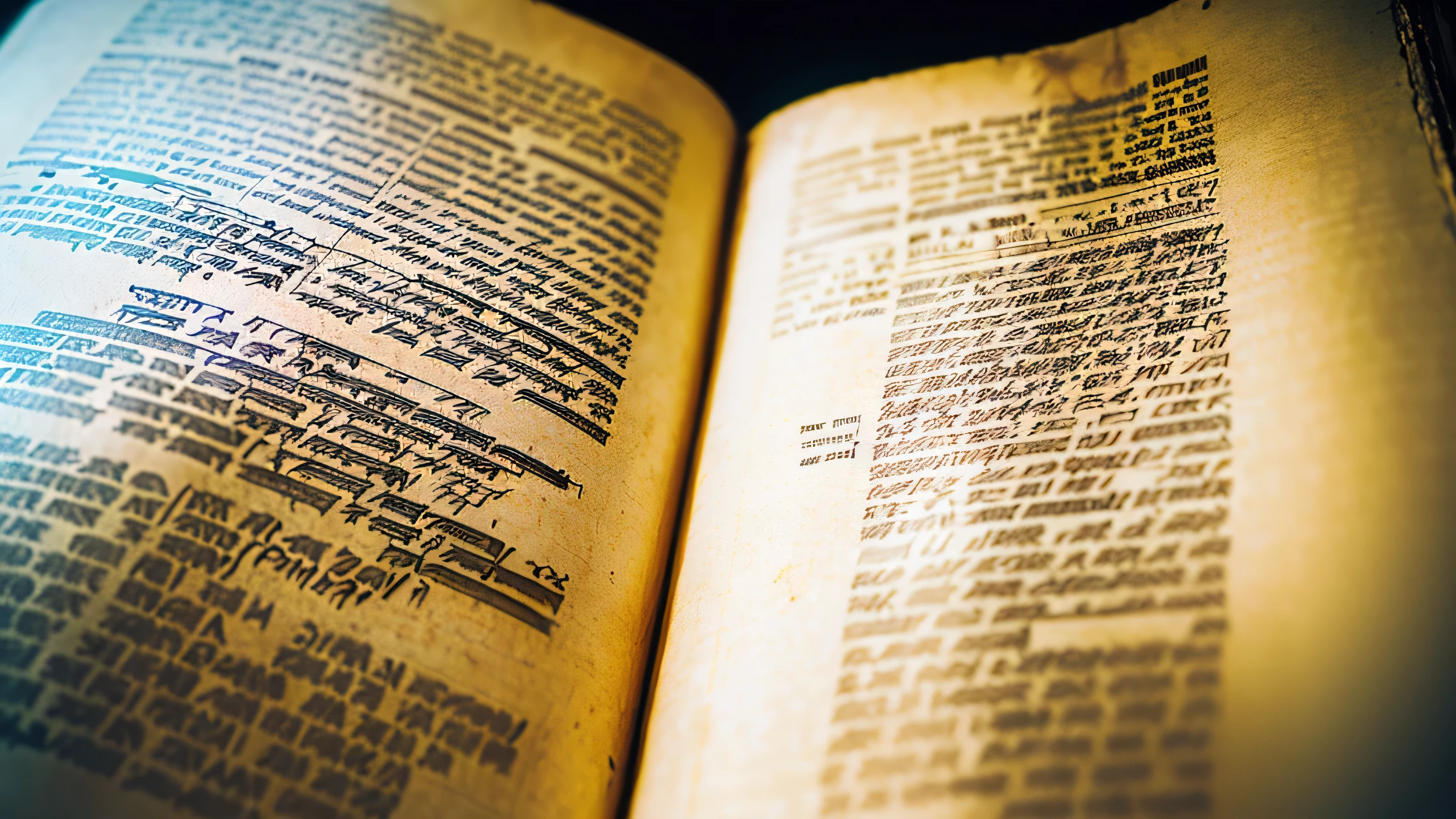 archeology、Hebrew、Close-up of an open Bible、Historical documents、Bible Manuscripts、Outdated、museum、high resolution