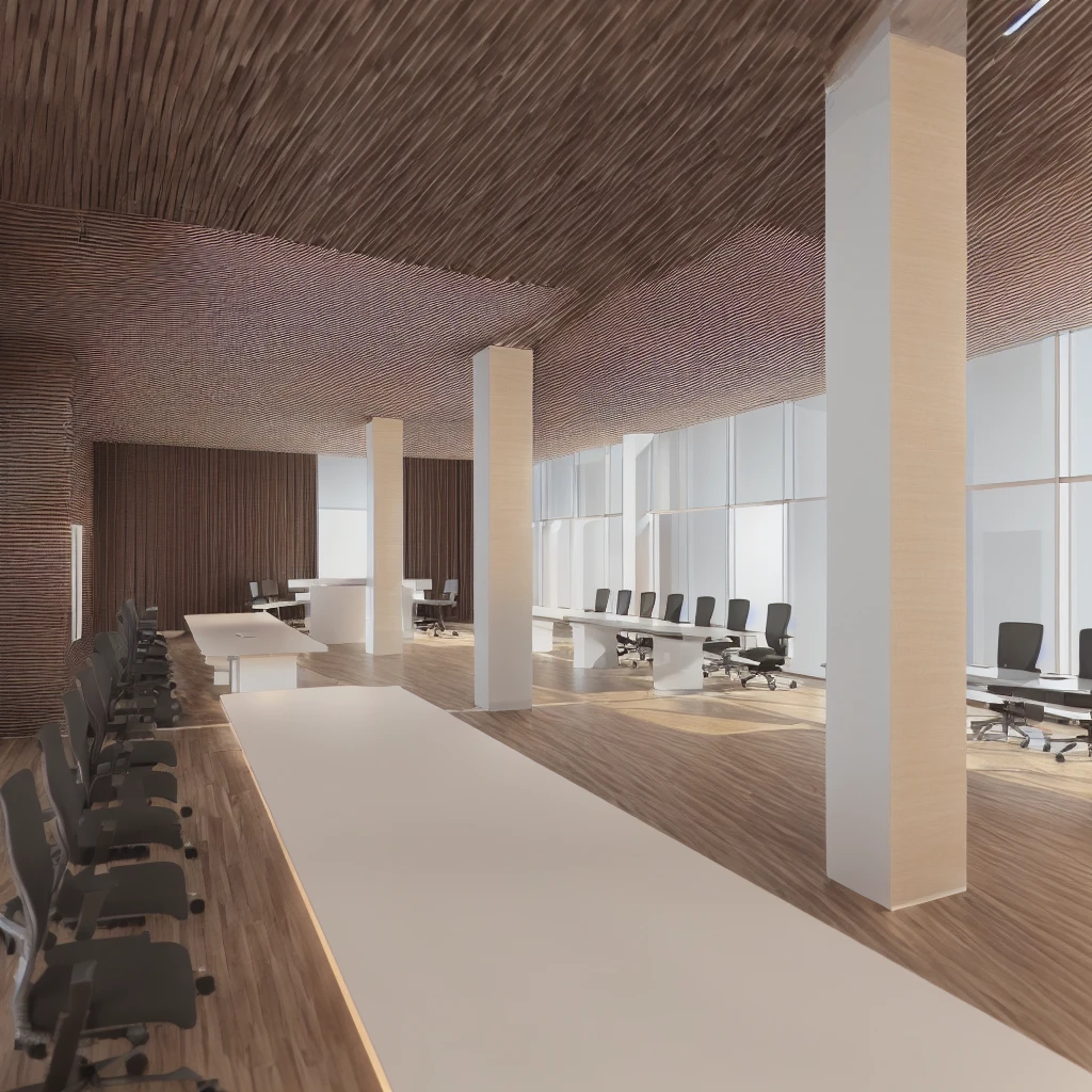 a long table office meeting room with many chairs, low angle dimetric render, high detail render, pre-render, cg render, 3d render, 3d render, render in enscape, render in render Unrealistic 3d engine, 3d rendering, semi-realistic rendering, final rendering, rendering in 3dsmax, rendering in vray