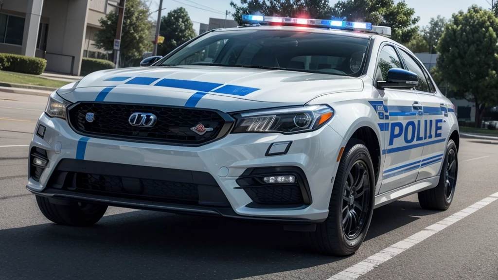 Redo this photo of the front of the police car