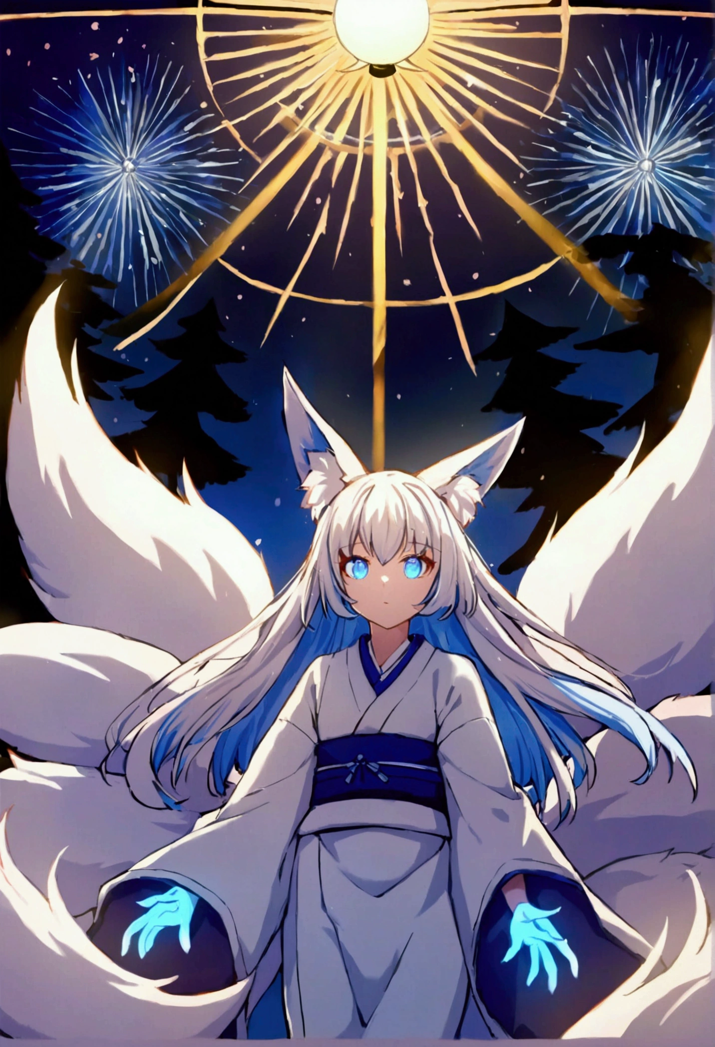 fox Light blue hair beast girl indigo fur fox beast girl fox Light blue hair beast girl indigo fur fox beast girl Wallpaper 4k,8k,highly detailled,,vivid colors,detailed kitsune with 9 tails,traditional Japanese artwork,tatami floor,beautiful cherry blossoms,floating lanterns,dark silhouette of a pagoda,subtle moonlight,dense forest,ethereal atmosphere,dappled sunlight,whimsical spirit,serene expression,elaborate kimono and obi,delicate hand-painted details,luminous eyes Anime Style fox blue White-faced golden-haired nine-tailed fox Coat blue fox Light blue hair beast girl indigo fur fox beast girl Anime Style fox blue White-faced golden-haired nine-tailed fox Coat blue mysterious background Blue Flame girl have a ball of light fox Light blue hair beast girl indigo fur fox beast girl mysterious background Blue Flame girl have a ball of light Anime Style fox blue White-faced golden-haired nine-tailed fox Coat blue mysterious background Blue Flame girl have a ball of light