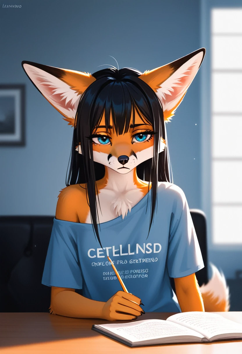 A anthropomorphic sergal looks to a starry sky, wondered by the beauty of it.