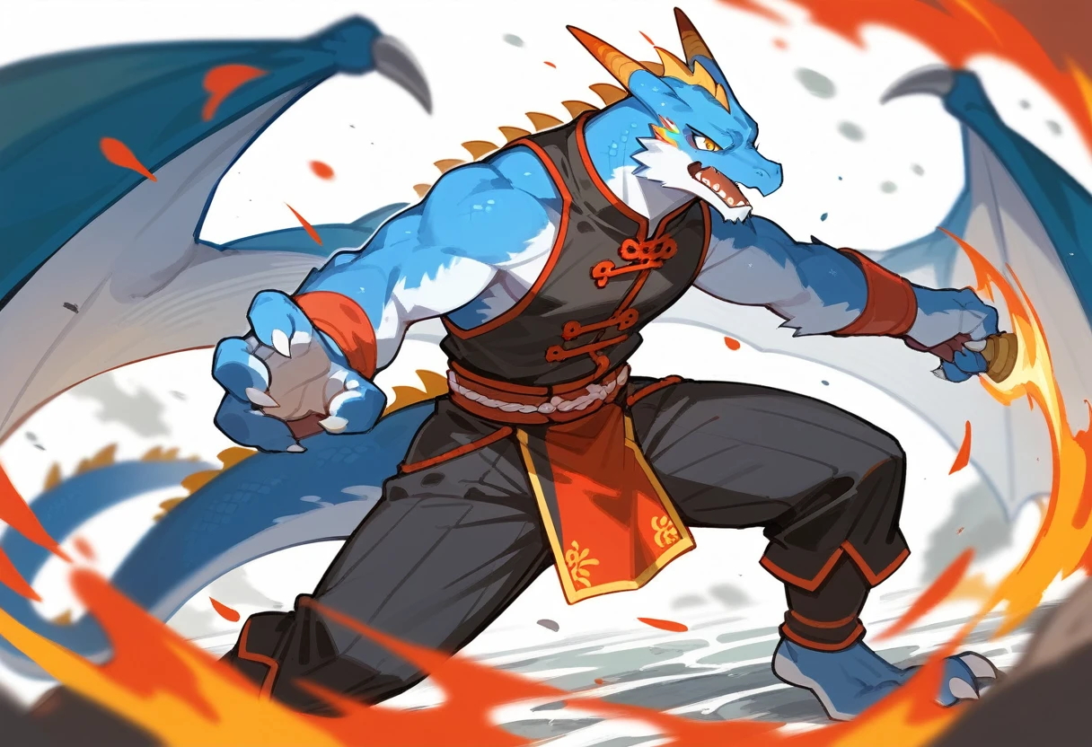 top quality, high-quality illustrations((masterpiece))depth of field, motion blur, absurdres, Perfect Anatomy, magnificent picture of kemono fighting fierce battles, kemono, 1boy, solo focus, Anthro((dramatic))epic, weapon, dynamic pose, One scene of movie,FURRY，dragon，Chinese，green