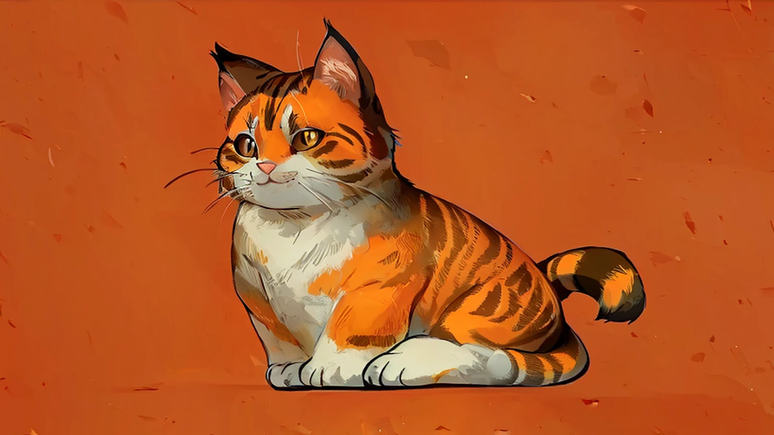 A Q version kitten，Lovely，An orange cat，Pure white background，Hand drawn illustrations，Flat style illustration，Contextureless，Super cute，Black pupil，Smile
