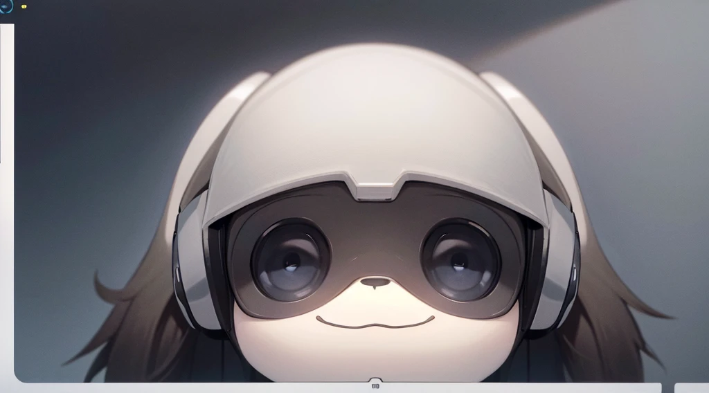 A sloth wearing a wireless headset,「front」Head close-up and in the middle of the screen , No text, There is no other equipment in the picture,No other headphones, Solid background(White without gradient)