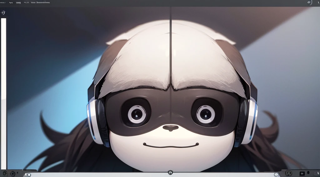 A sloth wearing a wireless headset,「front」Head close-up and in the middle of the screen , No text, There is no other equipment in the picture,No other headphones, Solid background(White without gradient)