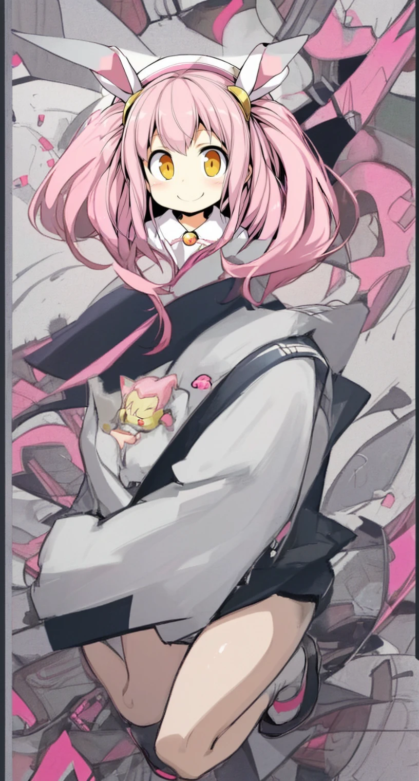 Full body illustration of a person with pink hair and bunny ears, Puru-inspired anime drawings, Topics on pixiv, What it is?, Cute girl anime visuals, Cute anime face, Very cute anime girl face, nyaruko-san, Cat ears anime girl, Anime girl named Lucy, Madoka Kaname, Anime Moe Art Style