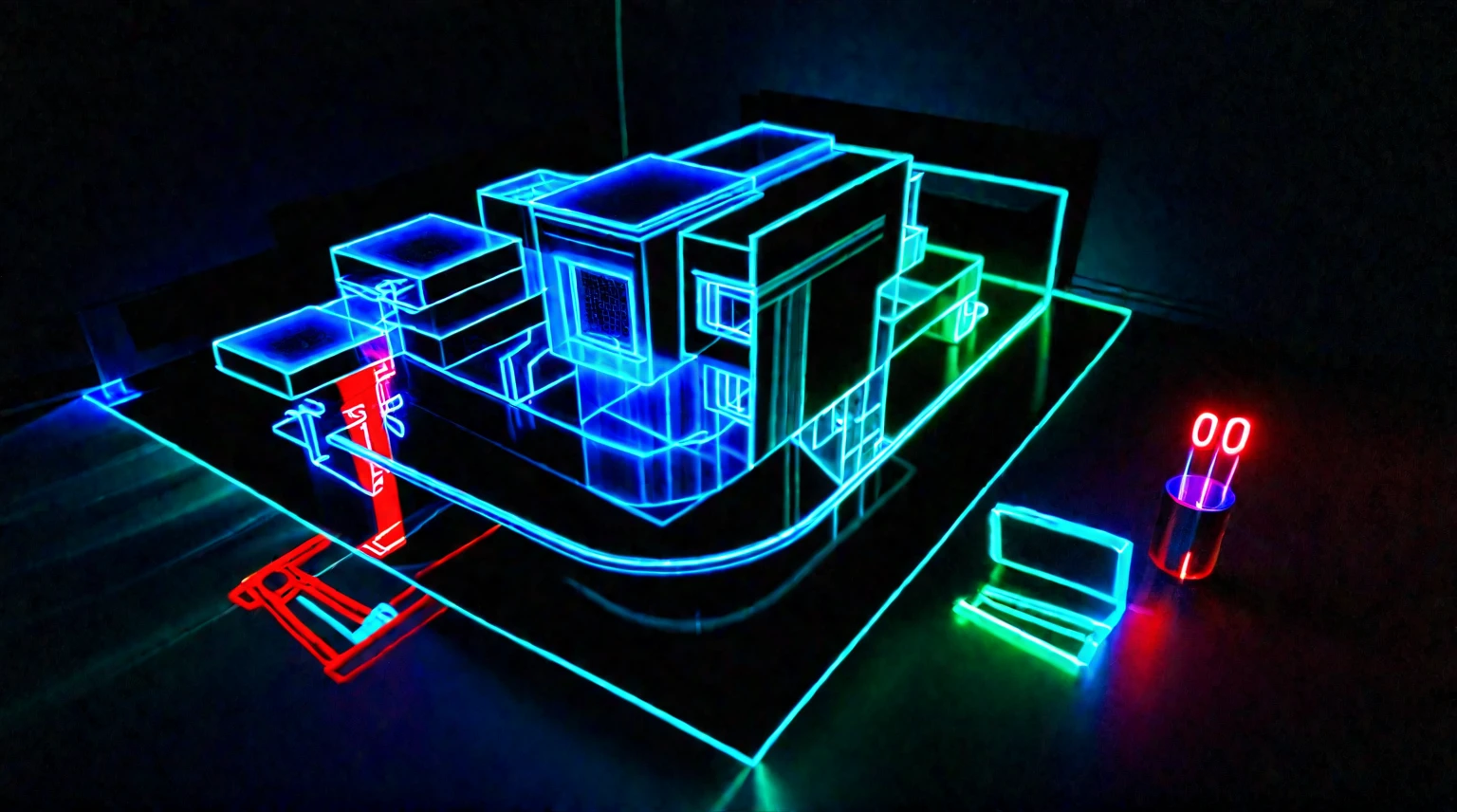 transparent Transformers, ((transparent, light-painted, wireframe rendering, contour light)),cyberpunk,neon light