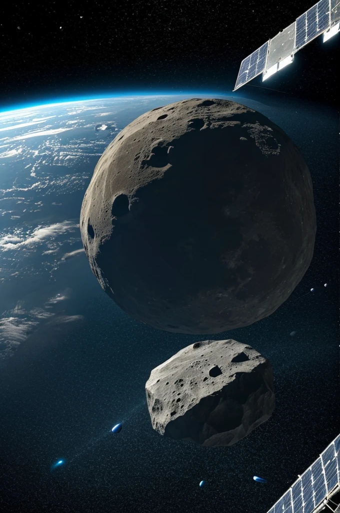 An asteroid in space with a carwash built on it.