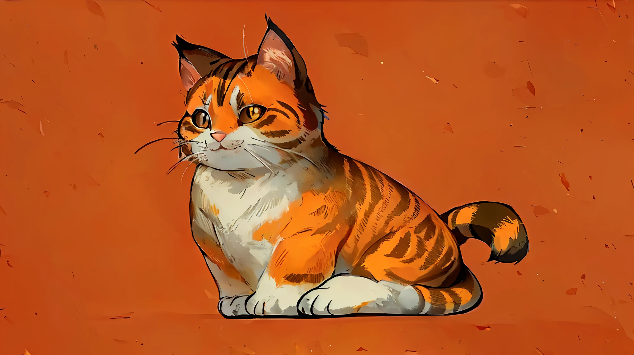 A Q version kitten,Lovely,An orange cat,Pure white background,Hand drawn illustrations,Flat style illustration,Contextureless,Super cute,Black pupil,Smile