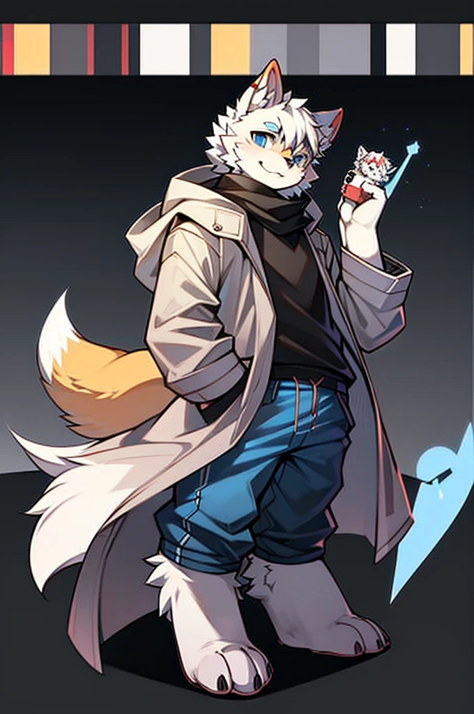 All staff side，walk，Anime style，Dark scene，Large background light source，five characters，The first one：hairy，13 years old，Young style，Handsome，Bright Eyes，Male wolf，Dark blue hair，White hair on the face，Blue Eyes ，Ear hair，Eye hair，Tail blue and white，Gray blue coat，Casual shorts，With a hood，Height 1.6 meters，Calm。The second：hairy，************，Bright Eyes，Lovely，Male cats，White eyes，Blonde hair，White hair on face，Yellow and white tail，Grey short-sleeved shorts，casual-style，Height 1.6 meters，Wearing a cape，optimistic。The third：Furry Anthropomorphic，Deep eyes，************，Handsome，Male wolf，Gray-black hair，Big gray tail，Wrapped in a black scarf，Wearing a grey coat，Hands in pockets，trousers，Height 1.7 meters，mysterious，Calm。The fourth：Furry Anthropomorphic，Bright Eyes，************，Lovely，Male cats，White hair all over，White eyes，Height 1.6 meters，There are several black tree-like lines on the face，Blue windbreaker and shorts，The tail is slightly pale white，Calm。Fifth：Male yellowish white fur, ************，blue eyes, White hair (long), Wearing blue shorts and boxer shorts, Casual Clothing, Young Style, Height 1.7 meters, Handsome, Has a tail，Bright Eyes。