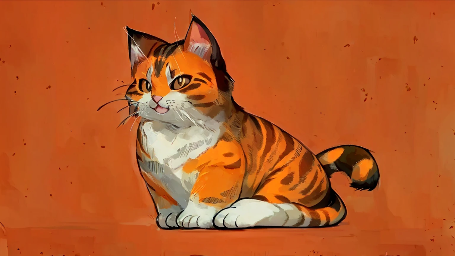 A Q version kitten,Lovely,An orange cat,Pure white background,Hand drawn illustrations,Flat style illustration,Contextureless,Super cute,Black pupil,Smile