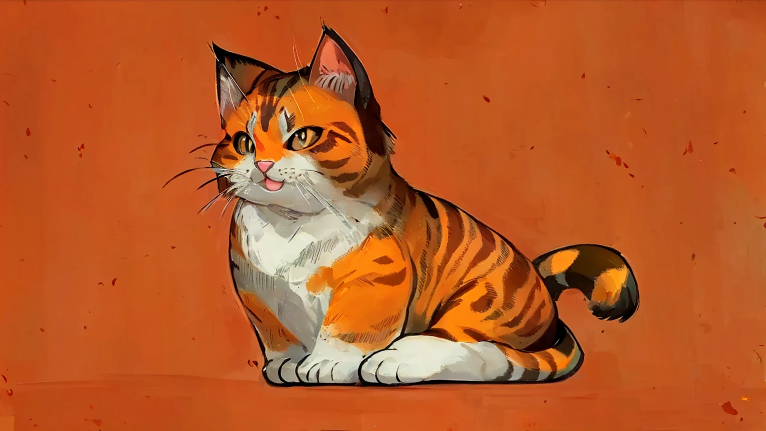 A Q version kitten,Lovely,An orange cat,Pure white background,Hand drawn illustrations,Flat style illustration,Contextureless,Super cute,Black pupil,Smile
