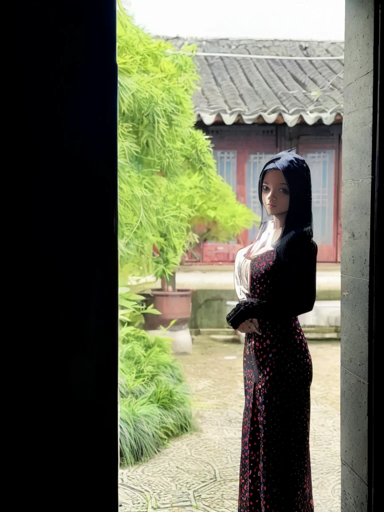 Change the overall image to anime style,Including character hair,Face,Chest(Low-cut,),clothing,And the environment background also changes to anime style