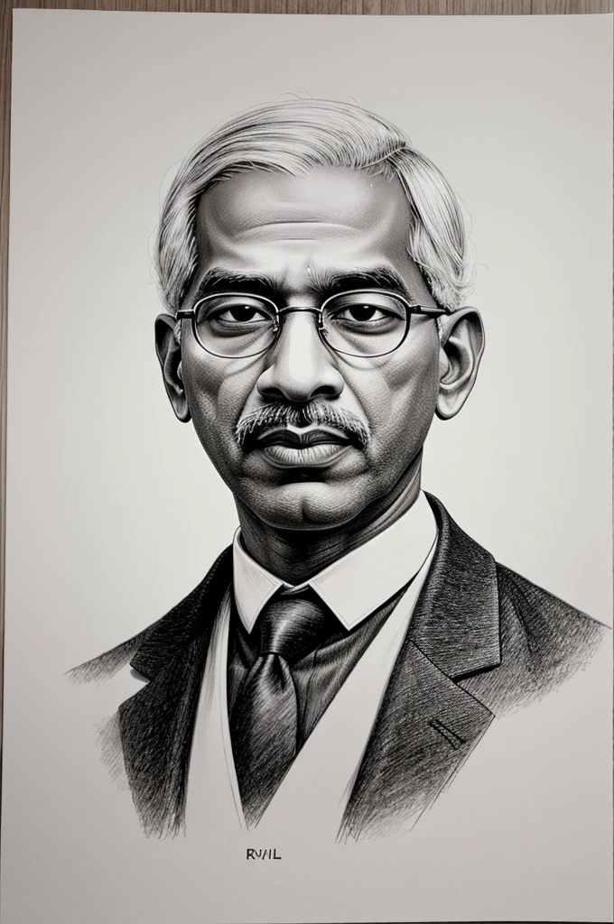 Black and white color drawing, Dr. Sarvepalli Radhakrishnan