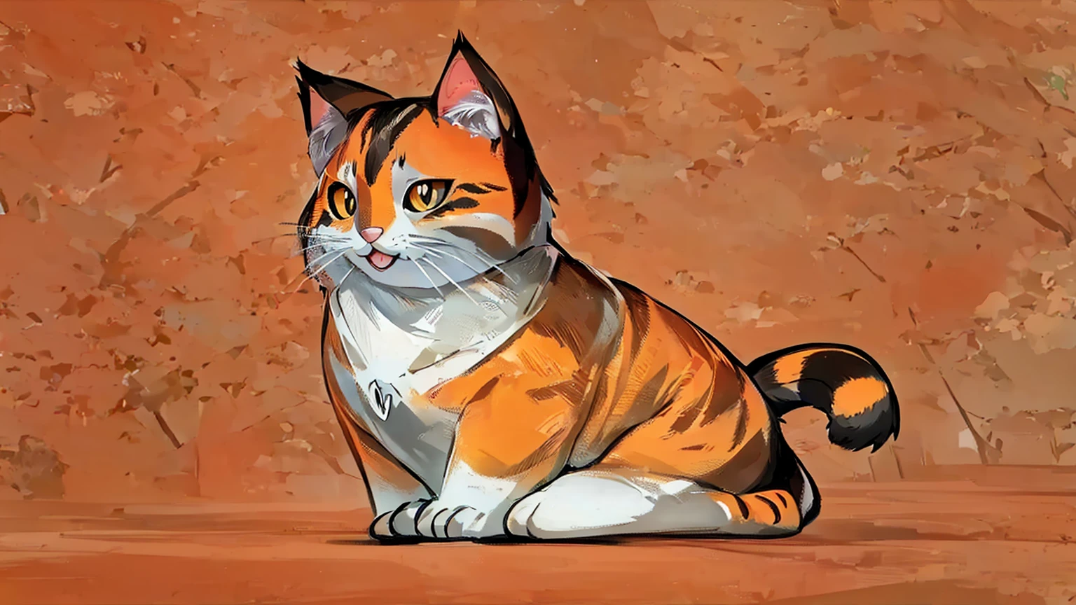 A Q version kitten，Lovely，An orange cat，Pure white background，Hand drawn illustrations，Flat style illustration，Contextureless，Super cute，Black pupil，Smile