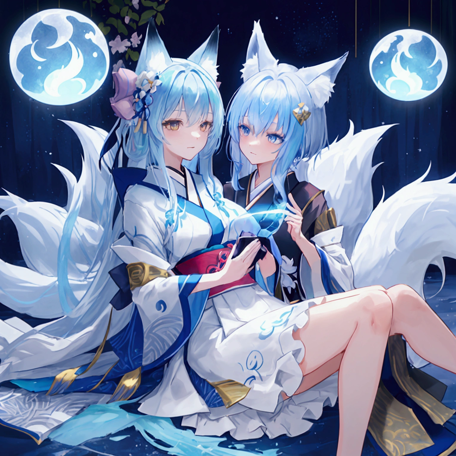 fox Light blue hair beast girl indigo fur fox beast girl fox Light blue hair beast girl indigo fur fox beast girl Wallpaper 4k,8k,highly detailled,,vivid colors,detailed kitsune with 9 tails,traditional Japanese artwork,tatami floor,beautiful cherry blossoms,floating lanterns,dark silhouette of a pagoda,subtle moonlight,dense forest,ethereal atmosphere,dappled sunlight,whimsical spirit,serene expression,elaborate kimono and obi,delicate hand-painted details,luminous eyes Anime Style fox blue White-faced golden-haired nine-tailed fox Coat blue fox Light blue hair beast girl indigo fur fox beast girl Anime Style fox blue White-faced golden-haired nine-tailed fox Coat blue mysterious background Blue Flame girl have a ball of light fox Light blue hair beast girl indigo fur fox beast girl mysterious background Blue Flame girl have a ball of light Anime Style fox blue White-faced golden-haired nine-tailed fox Coat blue mysterious background Blue Flame girl have a ball of lightfox Light blue hair beast girl indigo fur fox beast girl Anime Style fox blue White-faced golden-haired nine-tailed fox Coat blue mysterious background Blue Flame girl have a ball of light fox Light blue hair beast girl indigo fur fox beast girl