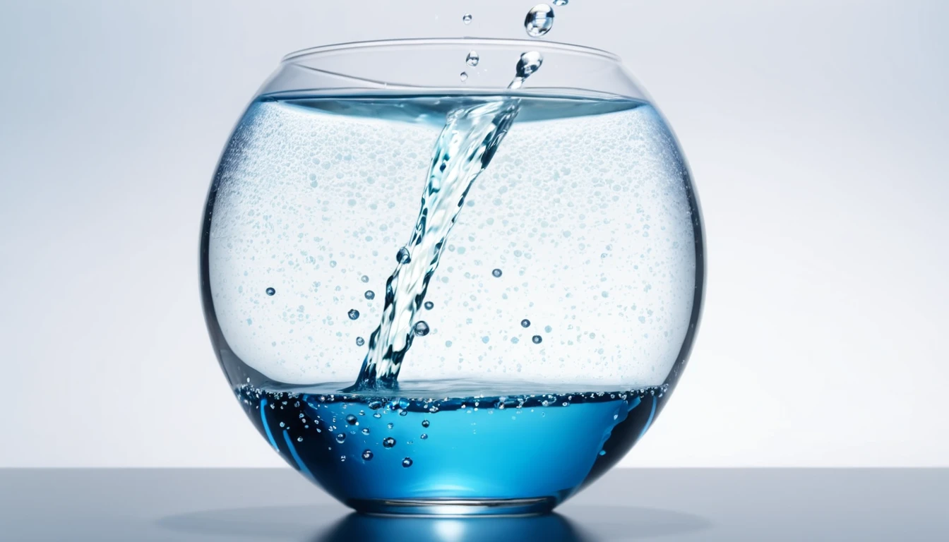 Very detailed, 8k, Glass, Water in a Glass, bubble, Right blue water, Nice, bright,ウオーターbubble