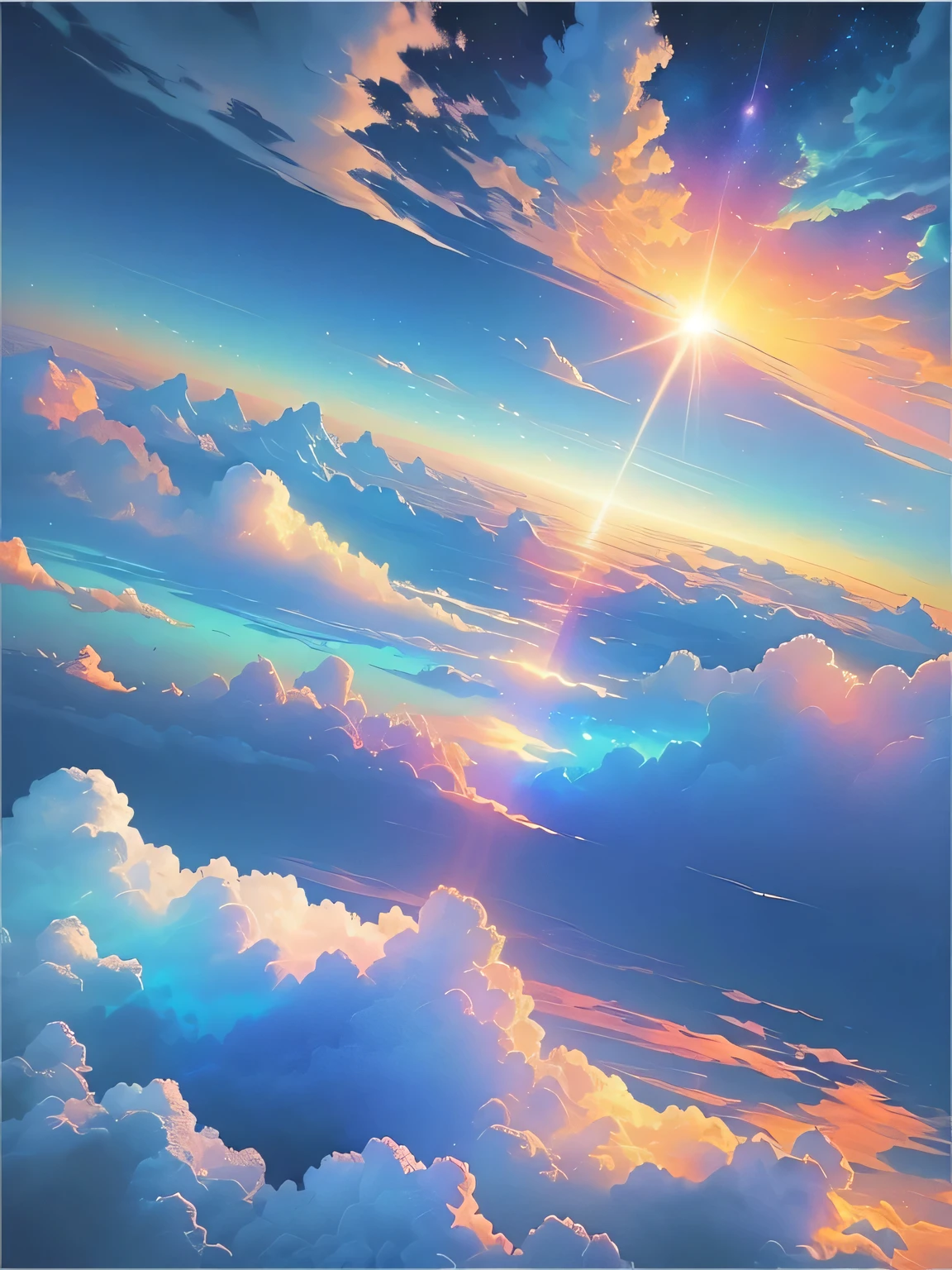 A picture of a sky with clouds and sun, Colorful Paradise, Clouds in the sky, Paradise planet in the background, Heaven Background, luminous sky Heaven Background, colors of heaven, Magic cloud background, space clouds, Paradise scenery, background is heavenly, Colorful Clouds, Stunning sky, Fantasy puffy sky, Dreaming of heaven with cloudy sky, Sitting on a cosmic cloudscape, background heavenly sky