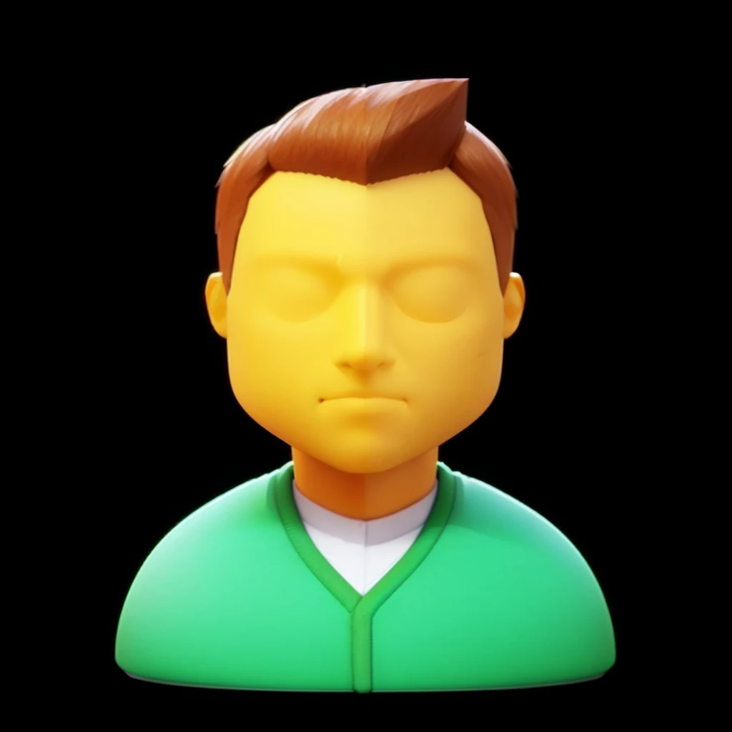 Close-up of a person wearing a green sweater and green cardigan, No gradient, 3d render of jerma 9 8 5, Liam, Clear, blur-free facial details, avatar with a blond hair, Your profile picture, very detailed character, 2 d cg, 2D Rendering, arnold 3d render, arnold 3d render