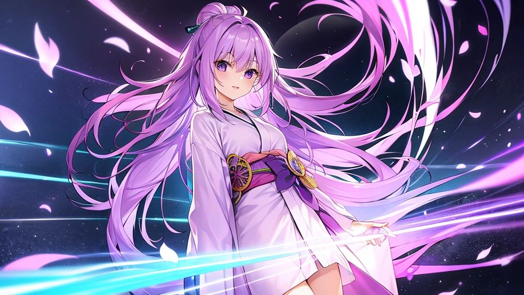 woman　clear　Light purple hair　　kimono　　Anime Style　　science
