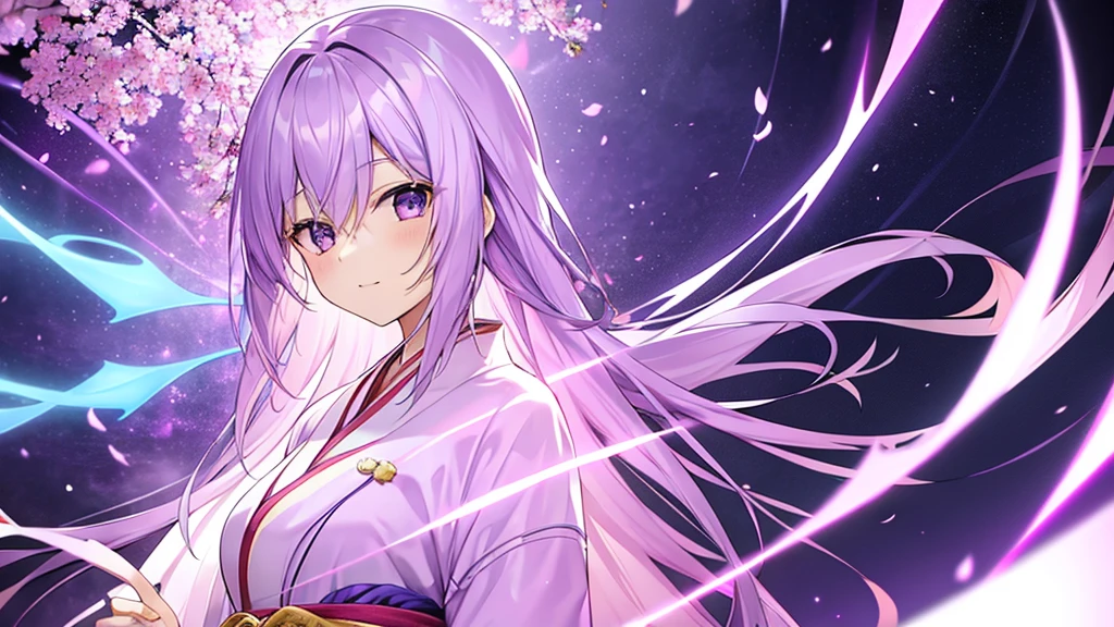woman　clear　Light purple hair　　kimono　　Anime Style　　science
