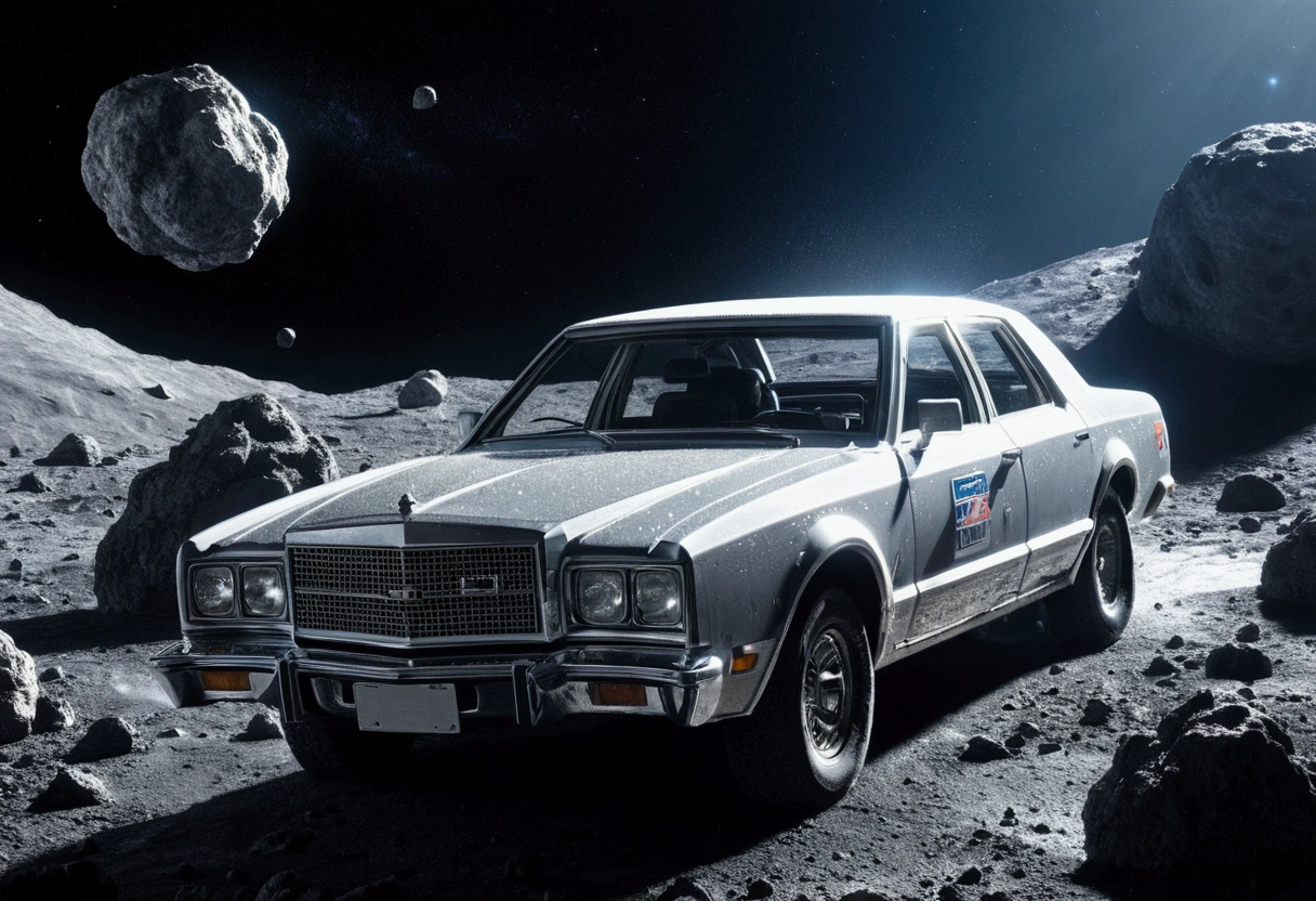 A car wash on an asteroid in space