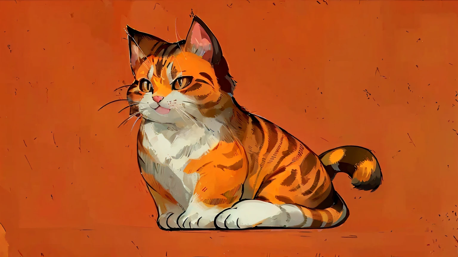 A Q version kitten,Lovely,An orange cat,Pure white background,Hand drawn illustrations,Flat Wind插画,Contextureless,Super cute,Black pupil,Smile,Flat Wind,Flat Wind