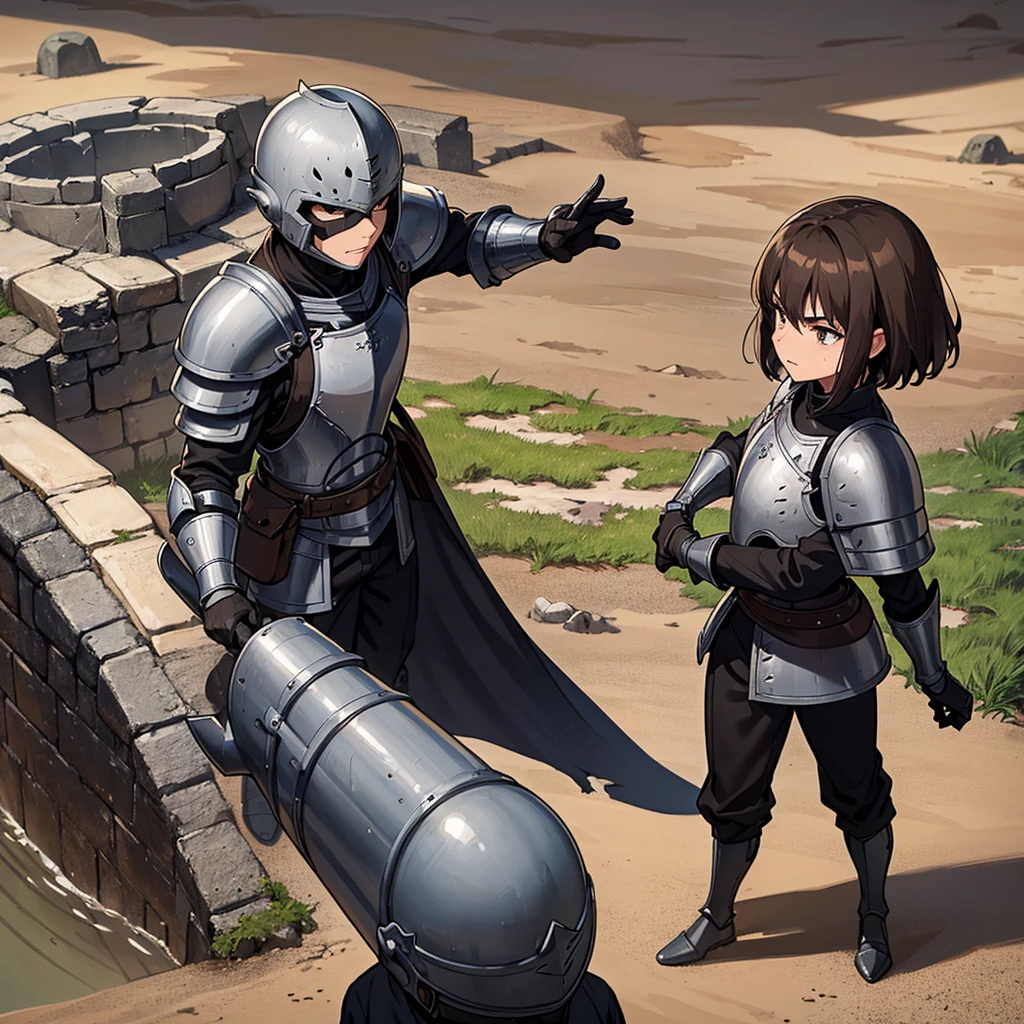 Best illustrations、Best Quality、(have a round shield)、(((Simple grey armor、Black trousers、Black gloves、Short Hair、Brown Hair、20 year old man、Iron Helmet、Iron helmet)))、(((Fighting Pose)))、(Old ruins、desert。Grass)、(Black, muddy swamp)、(Medieval Knight)、(Close your eyes、get annoyed、Open your mouth、Get angry、Sweat)、battlefield、(From above)