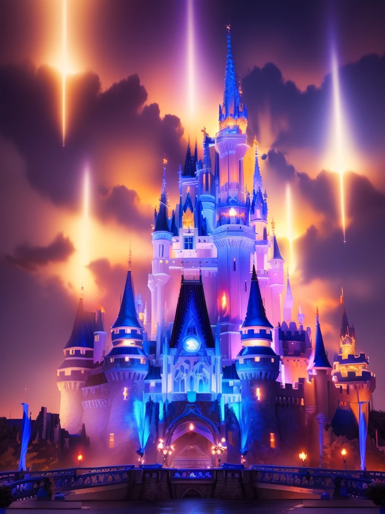 Alafed Castle with the blue sky and bridge spreading out before you, Disney world, walt Disney world, Disneyland castle, background is Disneyland castle, Disney 8 k photo, Magic kingdom, Disney!!!!, Disney!!, Beautiful castle, Disneyland background, Magic Castle, Disney Disney, Disney land, A magnificent castle with a tall spire, Disneyland, Disney colors, Disney render